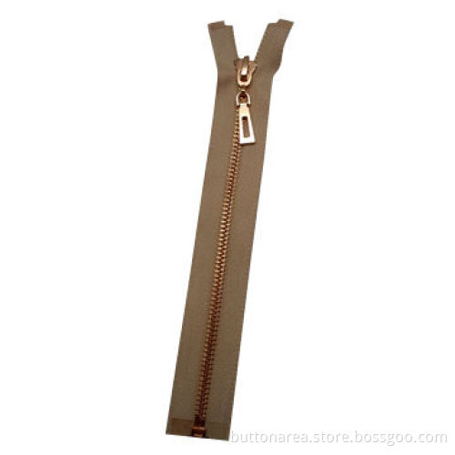 5# Metal zipper, shiny rose gold teeth, O/E, auto-lock